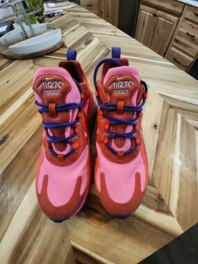 Nike Womems Pink and Red Sneakers with Purple Laces